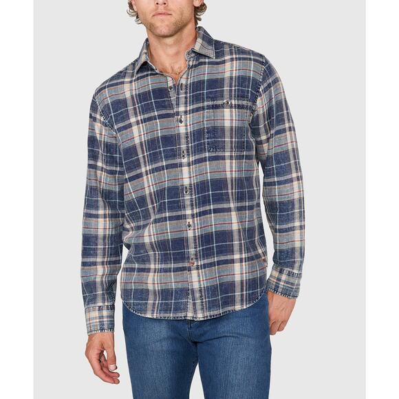 Tommy Bahama Men's Big & Tall Blue Plaid Short Sleeve Linen Button-Down Shirt - Picture 1 of 7